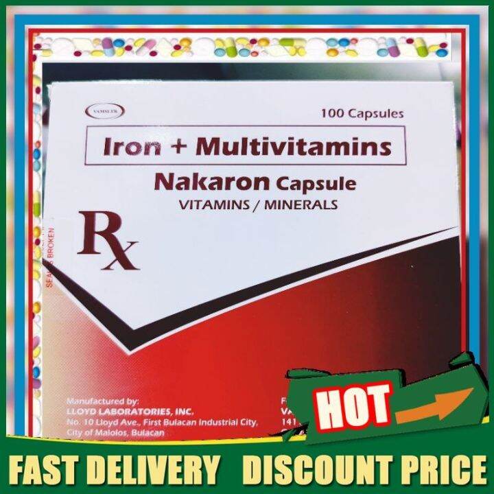 【Discount price】 IRON MULTIVITAMINS (NAKARON) 100 Capsules Lazada PH