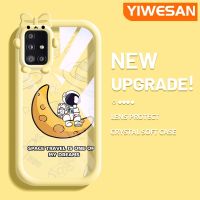 YIWESAN เคสปลอกสำหรับ Samsung Galaxy A51 4G A51 5G เคส M40s ลายการ์ตูนน่ารักสำหรับนักบินอวกาศดีไซน์ใหม่นิ่มลายเคสโทรศัพท์ซิลิโคนใสเคสป้องกันแบบกันแรงสั่นสะเทือนเลนส์กล้องถ่ายรูปปิศาจน้อย