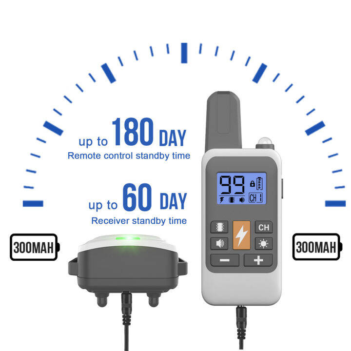 ปลอกคอจูงสุนัขกันน้ำปลอกคอช็อกพร้อมเครื่องมือฝึกสุนัขแบบหน้าจอ-lcd-สำหรับฝึกสุนัขระยะไกล