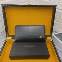 [COD][Ready Stock] THOM BROWNE Men S Wallet Leather Zipper Long Wallet-With