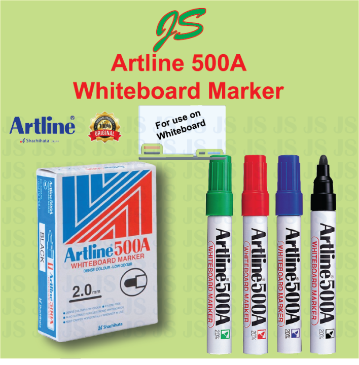 Artline 500A Whiteboard Marker Low Odour, Dense Colour, Eraseable