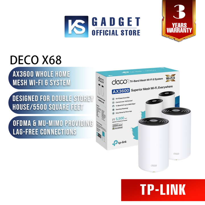 TpLink Deco X68 2 Pack AX3600 Whole Home Mesh WiFi 6 System Deco X68 1