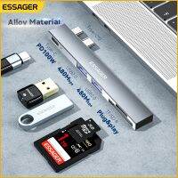 Essager USB Type-C Hub 5 In 1อะแดปเตอร์ PD 100W Dual Type-C Hub พร้อมตัวอ่าน SD 2 * USB 2.0 TF สำหรับ Macbook Pro/air 2018-2020