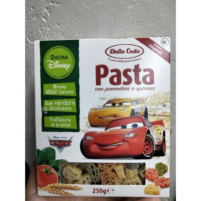 🔷New Arrival🔷 Dalla Costa Disney Cars Pasta With Tomoto And Spinach Box พาสต้า ผสม มะเขือเทศ และ ผักโขมรูปรถ 250 กรัม 🔷🔷