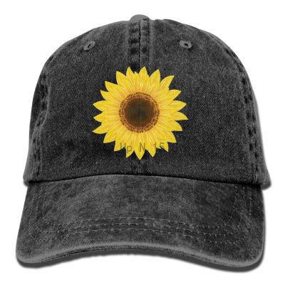 Sunflower Denim Hat Adjustable Men Fitted Baseball Cap