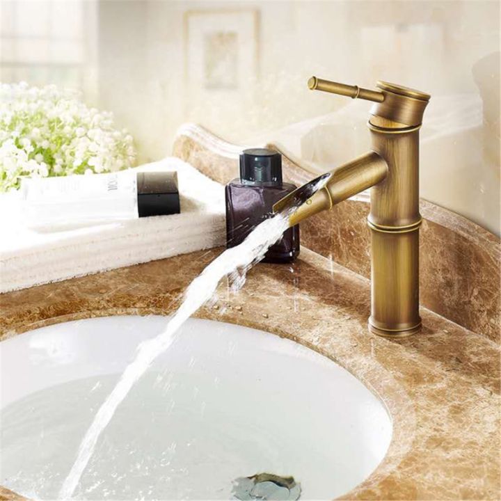 banheiro-ก๊อกน้ำอ่างทองแดงอ่างก๊อกน้ำก๊อกรูปทรงไม้ไผ่ในอ่าง-ก๊อกเดี่ยวสำหรับทำน้ำร้อนและเย็น