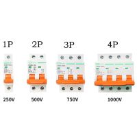 เบรกเกอร์พลังงานแสงอาทิตย์ DC 1P 2P 3P 4P 250V/500V/750V/1000V MCB โปรเจ็กเตอร์ขนาดเล็ก6A 125A 20A 25A 32A 40A 50A 63A 80A 100A