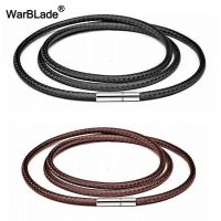 40-80cm 1-3mm Black Leather Cord Necklace Cord Wax Rope Lace Chain With Stainless Steel Rotary Clasp For DIY Necklaces Jewelry Spine Supporters