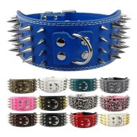 [HOT!] 3 inch Wide Spikes Studded Leather Pet Dog Collar for Large Breeds Pitbull Doberman M L XL Sizes