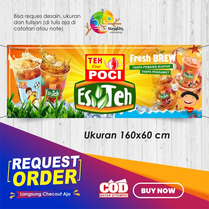 Size 160x60 Cm Spanduk Banner Es Teh Poci Fresh Murah Lazada Indonesia