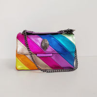 Rainbow Women กระเป๋าถือ Wave Pattern Eagle Icon Head On Front Jointing Colorful Cross Body Bag Patchwork Shoulder Bag