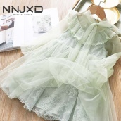 NNJXD Váy bé gái Quần áo cho bé gái thanh lịch Váy lưới dài tay kiểu công chúa cho bé gái Mùa thu Váy bé gái giản dị