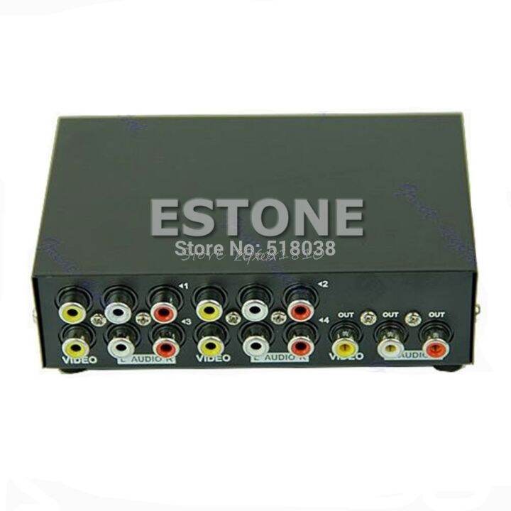4 Port Input Output Video AV RCA Switch Switcher Selector Box Drop ship ...