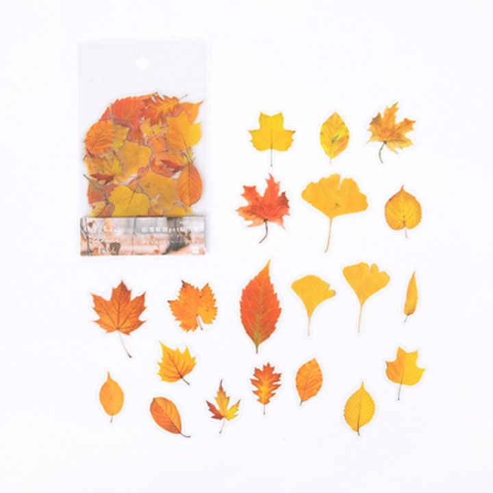 40-pcs-pack-autumm-leaf-leaves-pvc-diary-notebook-stickers-diy-decorative-sealing-paste-stickers-labels