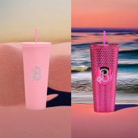 Diamond Label Barbie Pink Cup With Straw Barbie Movie Cup Acrylic Studded Tumbler Barbie A0J4