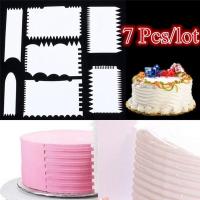 QianXing Shop 7 PC Fondant Cake Scraper Cake Edge Decorating Tool Scrappers Cutters Smoother Baking Pastry Cutters Baking Spatulas Tools Molds