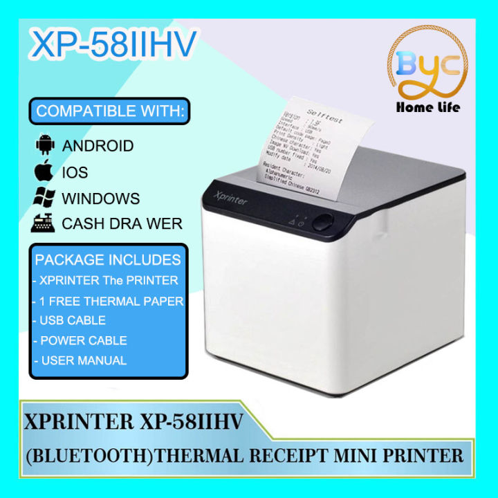 Byc Xprinter Xp 58iih Bluetooth Version Thermal Cash Receipt Pos Mini Printer Lazada Ph 7375