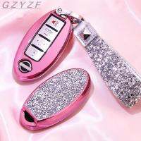 Artificial Crystal Car Key Case Cover Protect Shell Holder For Nissan Tidda Livida X-Trail T31 T32 Qashqai March Juke Pathfinder