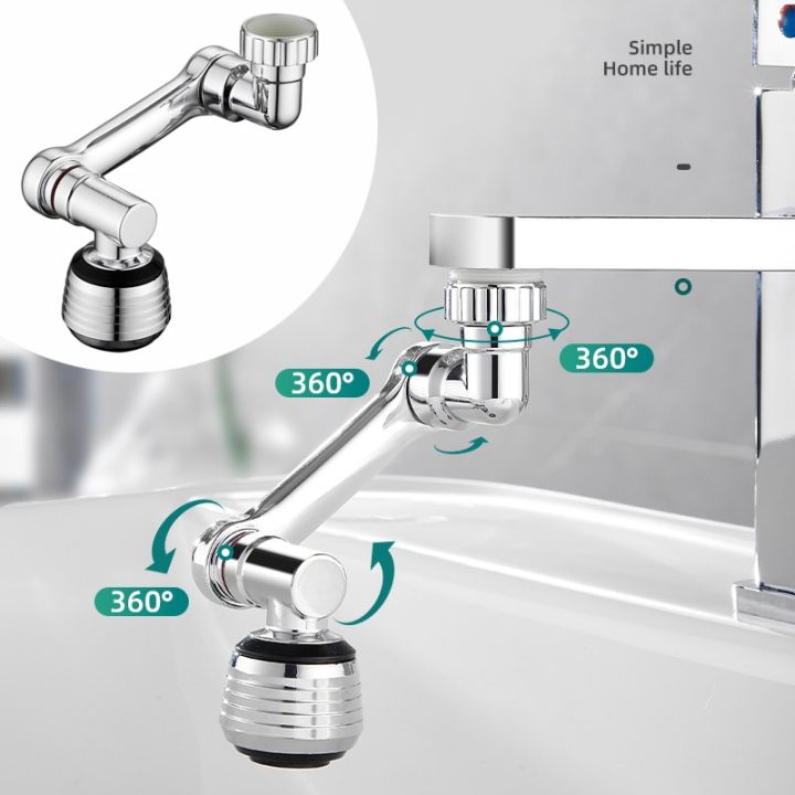 1080-หัวสเปรย์ก๊อกน้ำแบบหมุนอเนกประสงค์สองโหมด-หัวอ่างล้างหน้าแขนหุ่นยนต์ต่อในห้องครัวอุปกรณ์เสริมสำหรับห้องน้ำ