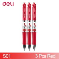 ปากกาเจลสำหรับปากกาลูกลื่นสี0.5มม. คุณภาพ Deli อุปกรณ์ออฟฟิศการเขียนในห้องเรียนหมึกเติมปากกาแบบกดน่ารักสีแดงสีดำสีน้ำเงิน