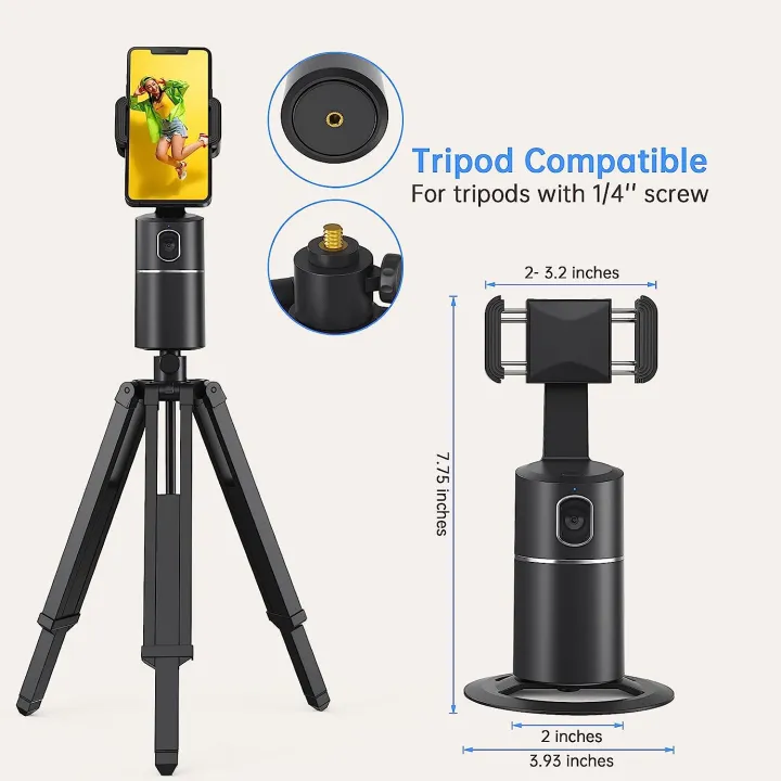 กล้องติดตามใบหน้าอัตโนมัติไม้เซลฟี่360อัจฉริยะ-ขาตั้งกล้องแท่นยึดกล้องสด-vlog-สำหรับมือถือ