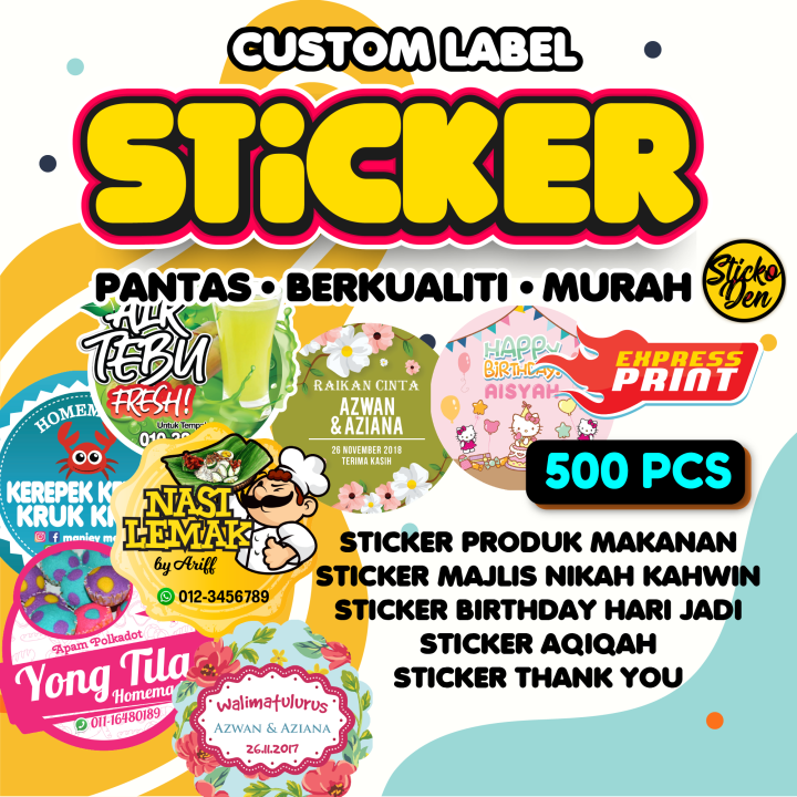 (500pcs) Custom Label Print Sticker Produk Makanan 