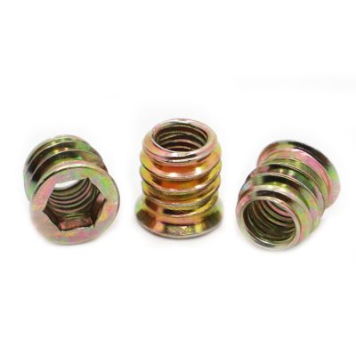 M6 M8 M10 Carbon Steel Hexagon Hex Socket Drive Head Embedded Insert Nut E-Nut for Wood Furniture Inside and Outside Thread