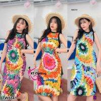 TT8841 ชุดเซตผ่าข้างลายมัดย้อม Side slit set with tie-dye pattern