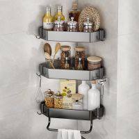 ﹊ Kitchen Triangle Storage Rack Without Punching Wall Hanging Corner Household Seasoning Supplies Multi-function Storage Rack