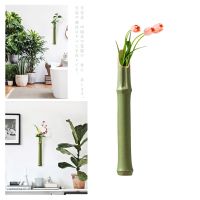 2 Size Japanese Ceramic Hydroponics Wall Vase Simulation Green Bamboo Flower Plant Pot Modern Home Decoration