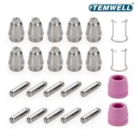 Hot Selling 24PCS AG60 SG-55 AG-60 WSD-60 Plasma Cutter Cutting Welder Torch Electrodes Sheild Cup TIPS Tip Nozzles Consumables Kit TEMWELL