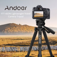 Andoer TTT-663N กล้องถ่ายรูปน้ำหนักเบาเดินทางขนาด57.5นิ้ว,ขาตั้งกล้องสามขาสำหรับกล้อง DSLR ขาตั้งสามขากล้องวิดีโอ SLR ถ่ายวิดีโอพร้อมที่หนีบโทรศัพท์กระเป๋าใส่โน๊ตบุ๊คแบบพกพาน้ำหนัก3กก.