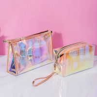 CIFbuy 1 Pc Colorful Holographic Women Cosmetic Bag TPU Clear Makeup Bag Beauty Organizer Pouch Travel Clear Makeup Kit Case