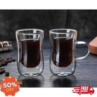 FF แก้วเอสเพรสโซ่ 2 ชั้น แก้วกาแฟ Espresso Glass Cup 100ml  เกรดA ส่งฟรี!