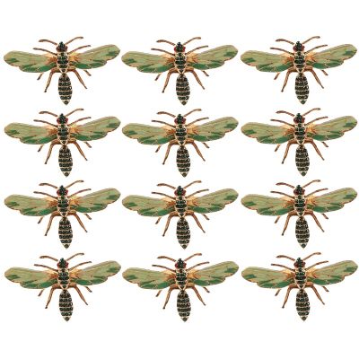 12Pcs Dragonfly Napkin Buckle Napkin Ring Alloy Green Insect Dragonfly Drip Diamond Buckle Paper Towels Napkin Holder