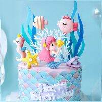 Sea Animals Cake Topper Octopus Seahorse Mermaid Princess Cake Decor Happy Mermaid Birthday Cake Decoration