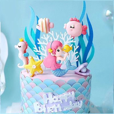 【CW】☸◑  Sea Animals Seahorse Happy Birthday Decoration