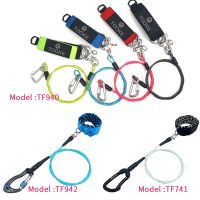 Underwater Freediving Diving Lanyard 316 stainless steel Rope With Carabiner Swivel Snap Loose Safety Cable Security Wristband  Floaties