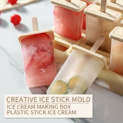 hot【cw】 4/9pcs Mold Popsicle Freezer Fruit Maker Dessert with Stick and Lid Reusable