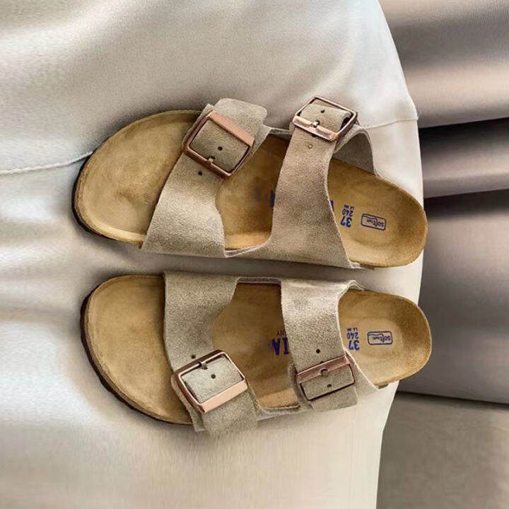 รองเท้าแตะ-birkenstocks-รองเท้าแตะใส่ด้านนอกสำหรับฤดูร้อน2023รองเท้าชายหาดพื้นหนากันลื่นรองเท้าแตะโบเคนหนังเนื้ออ่อน