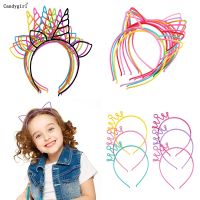 [HOT] 7pcs Lovely Plastic Cat Ears Headband Candy Color Unicorn Crown Hairbands Girls Kids Party Daily Decoration Hair Accessories