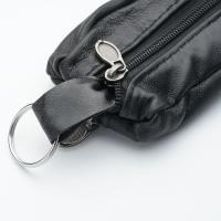 Mens &amp; Ladies | SMALL Soft REAL Leather Coin Purse | TWO Pouch - Zips Case Key - H2J1