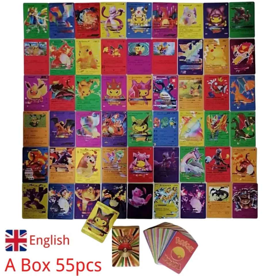 Cheap 2023 27-55 Cartas Pokemon Cards Gold Card V Vmax Spanish Pokemon Card  Golden Kids Game Collection Cards Christmas Gift