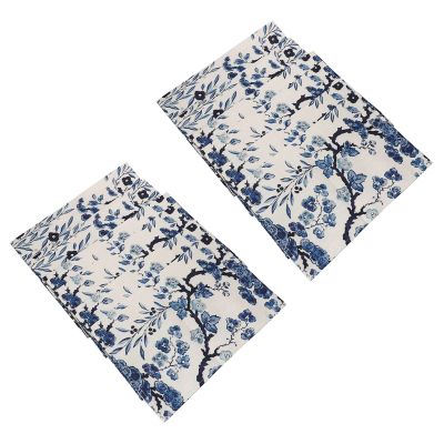 12 Pcs Blue White Flowers Placemat Coasters Cup Dish Glass Table Mat Insulation Pad Kitchen Accessories Decoration