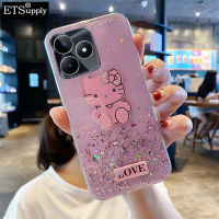 เคสโทรศัพท์ Realme C51 C53 ฝา เคสแบบนิ่มแหวนขึ้นเงากลิตเตอร์ใสด้านหลังเป็นคิตตี้เคสสำหรับ Realme C51 C53 เคสรูปดาวพระจันทร์เด็กผู้หญิง