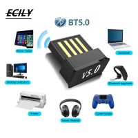 Ecicy อะแดปเตอร์บลูทูธ USB BT 5.0อะแดปเตอร์คอมพิวเตอร์ไร้สาย USB เครื่องรับส่งสัญญาณ Dongles หูฟังแล็ปท็อป BLE Mini Sender