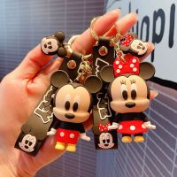 Disney Anime Mickey Keychain Cartoon Stitch Cute Minnie Keyring Student Bag Hanging All-match Car Key Chain Couple Gift