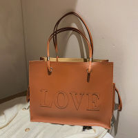 Retro Big Capacity Women Tote Bags Set Simple Fashion Shoulder Bag Love Letter Drawstring Leisure Trends Handbags Ladies Shopper