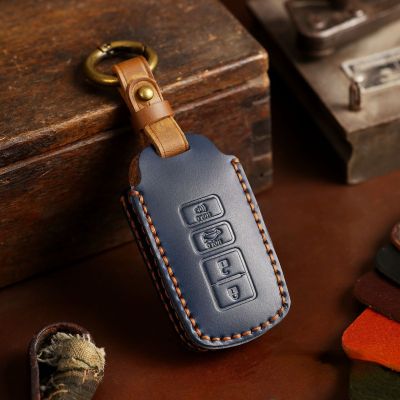 Luxury Leather Key Case Cover Fob Protector Car Accessories for Toyota Camry Corolla Avalon Rav4 Land Cruiser Auris Keychain Bag