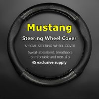 fvdbsdv Car PUleather For Ford Mustang Steering Wheel Cover Genuine Leather Carbon Fit 3.7 V6 5.0 GT Boss 302 GT500 2.3T 2012 2013 2015